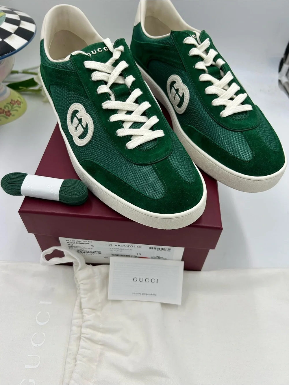 Men's Gucci interlocking G suede – canvas sneakers size 13 made in Italy